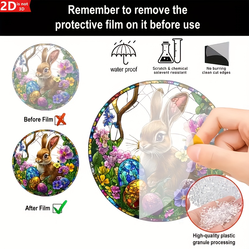 2Pcs Easter Rabbit Stained Acr - Flower Wall Panel 评论和价格