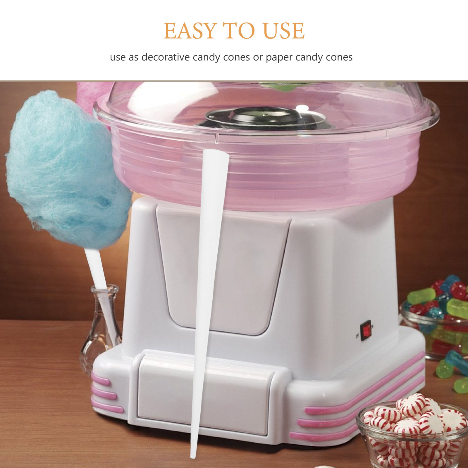 20Pcs Cotton Candy Paper Stick - Cotton Candy Cone 评论和价格