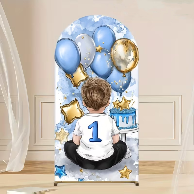 A Little Boy Pattern Arch Back - Dessert Table Backdrop 评论和价格