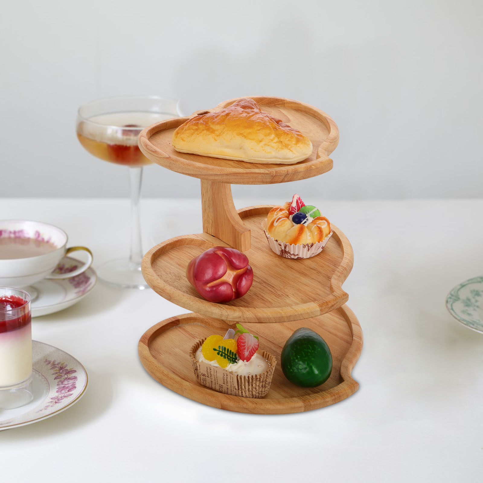 3 Tier Heart Shaped Wood Servi - Cupcake Stand Tier 评论和价格