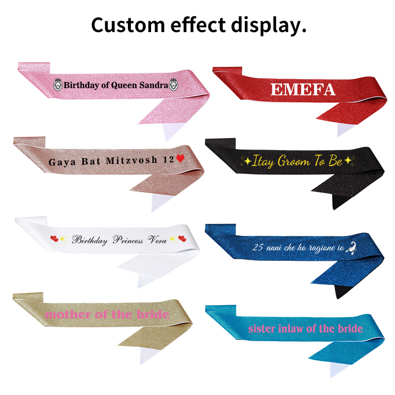Diy Custom Glitter Satin Sash  - Birthday Sash Glitter 评论和价格