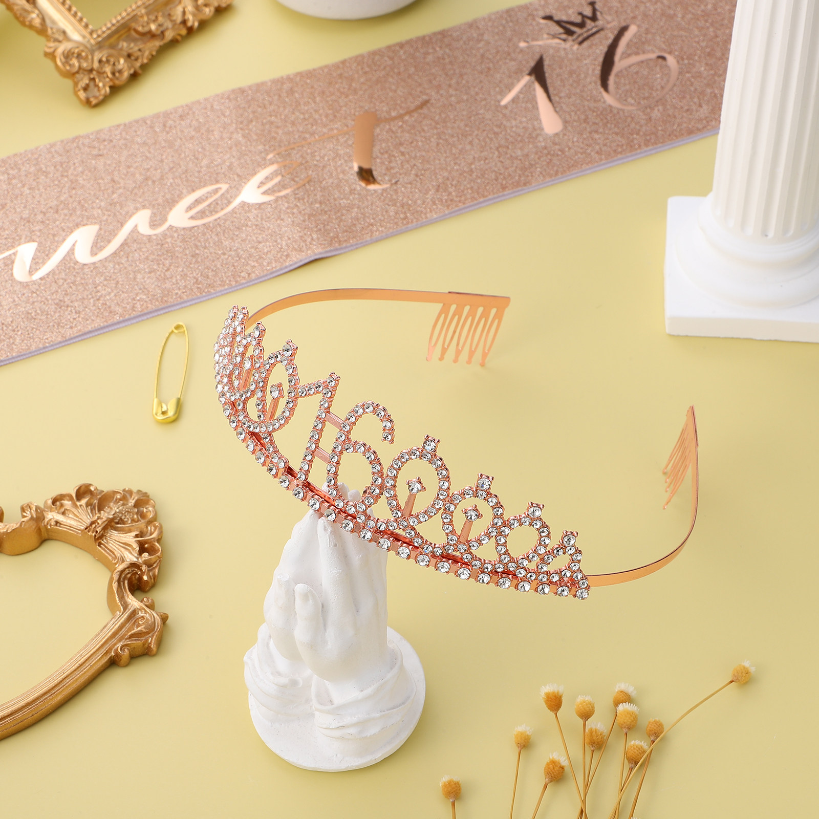 1Set Glittering Birthday Tiara - Birthday Sash Glitter 评论和价格