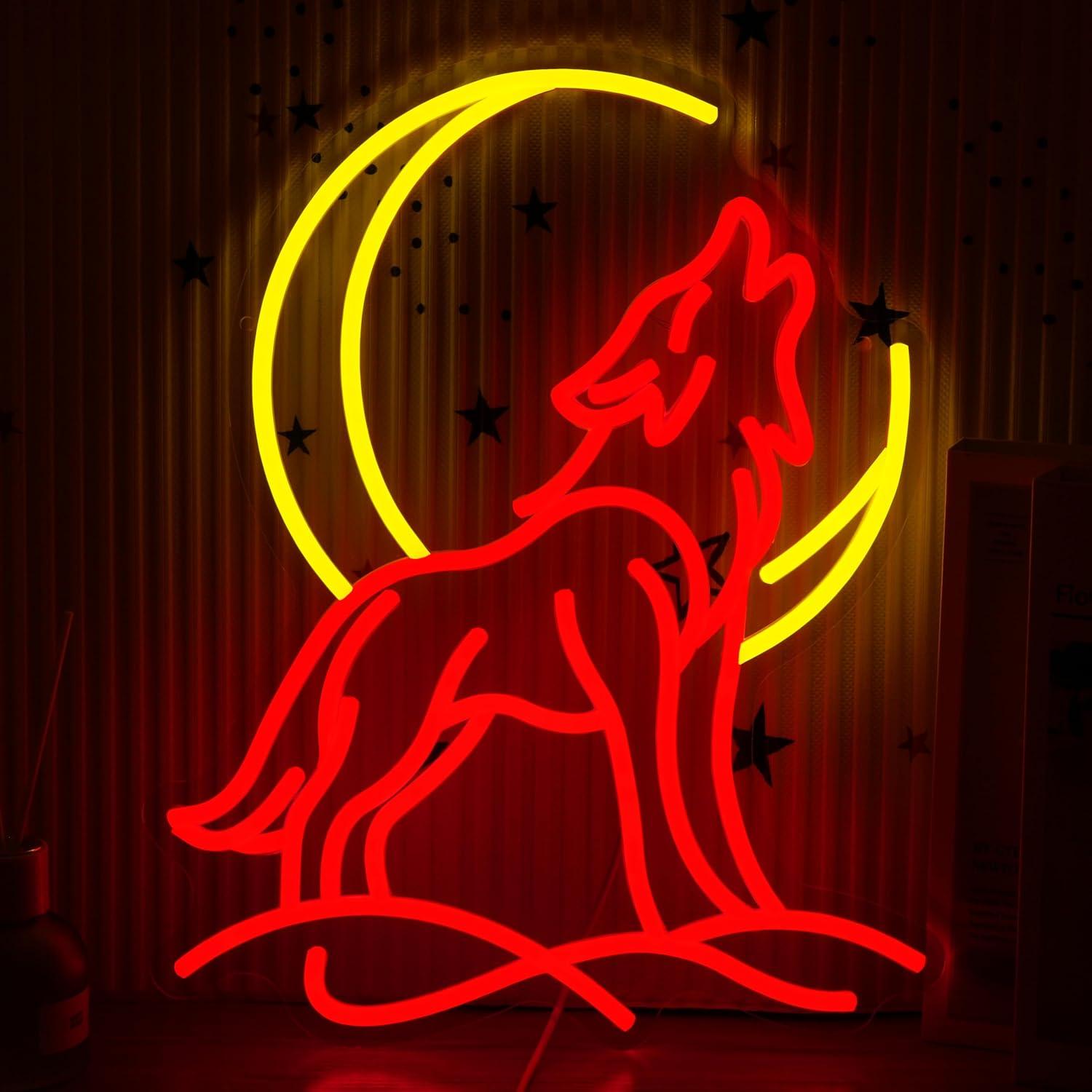 Howling Wolf Neon Sign Dimmabl - Neon Sign Party 评论和价格
